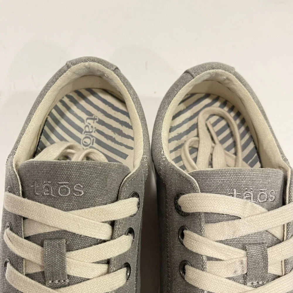 Taos Footwear Star Sneakers Womens Size 6.5 Gray Canvas Low Top Lace Up Shoes